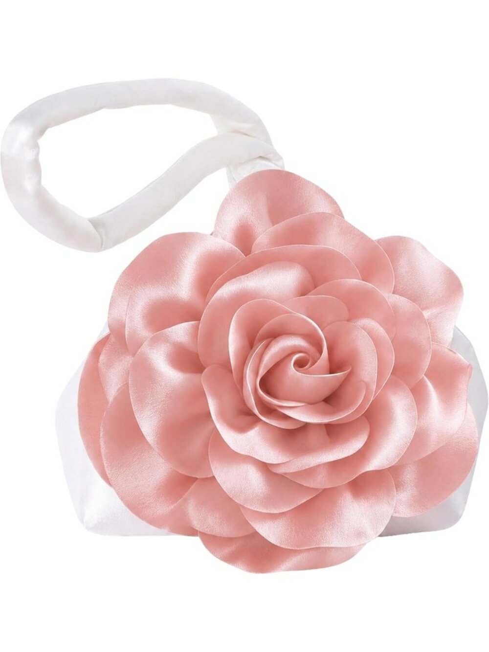 👜Women's White Pink Flower Satin Triangle Evening Clutch Wristlet Purses Bag